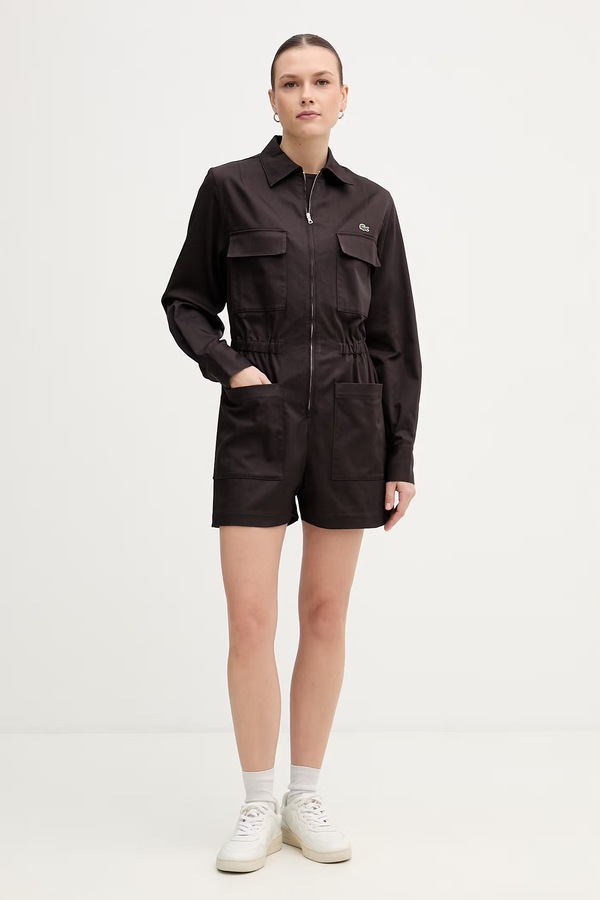 Комбінезон жіночий бавовняний з еластаном Lacoste колір коричневий фото 2