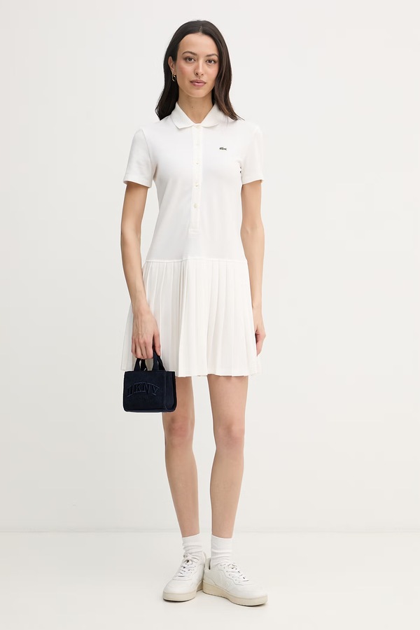 Платье с хлопком Lacoste цвет бежевый