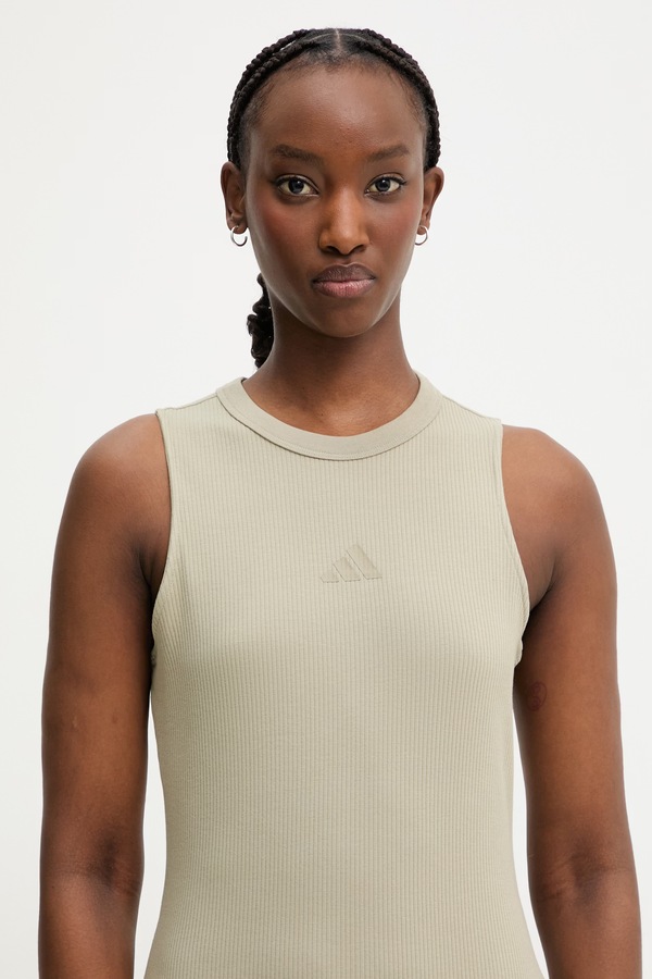 Сукня з бавовною adidas колір зелений фото 4