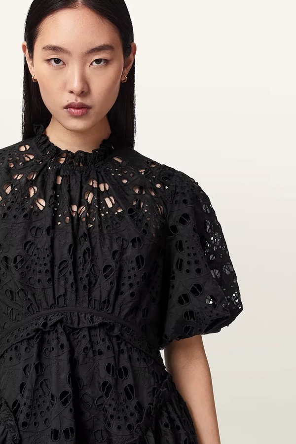 Розкльошена сукня AllSaints ODETTE колір чорний фото 4