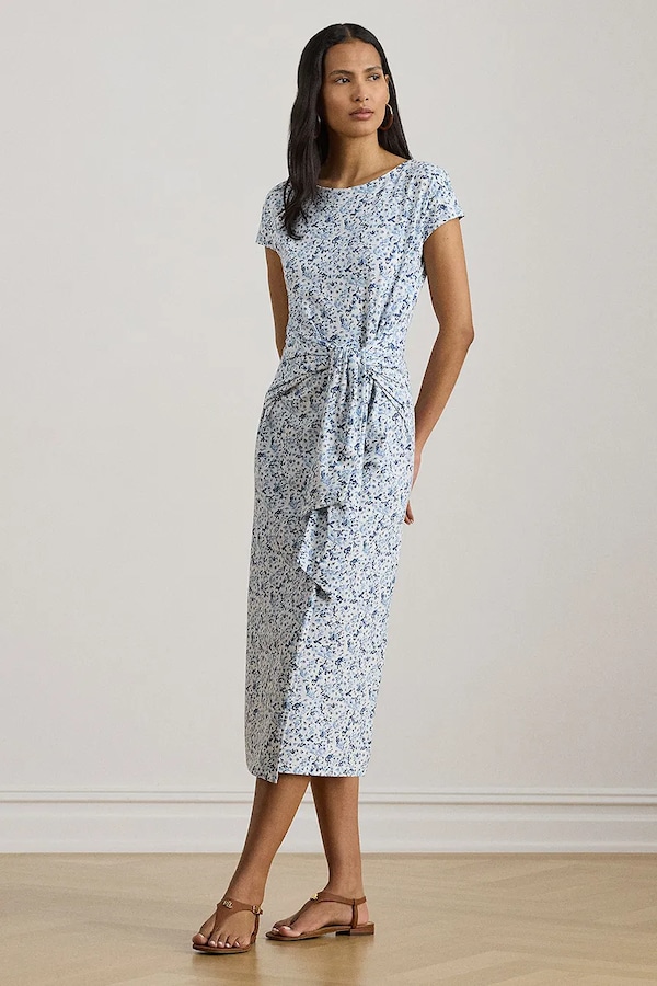 Сукня бавовняна Lauren Ralph Lauren колір блакитний