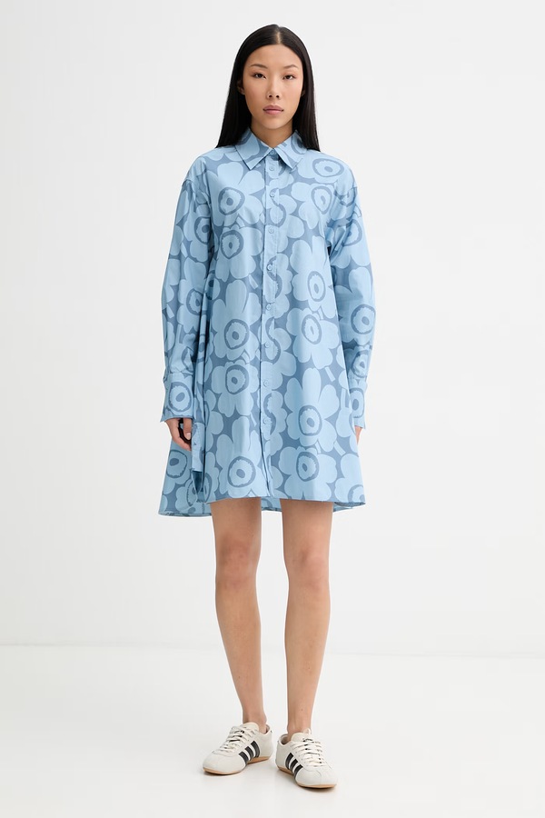 Сукня-сорочка бавовняна Marimekko колір блакитний