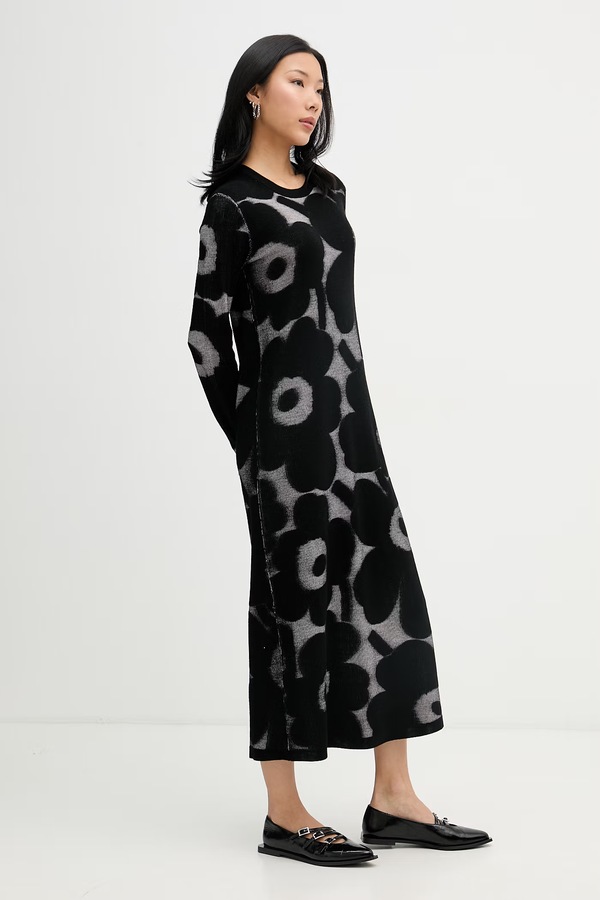 Платье с шерстью Marimekko цвет черный
