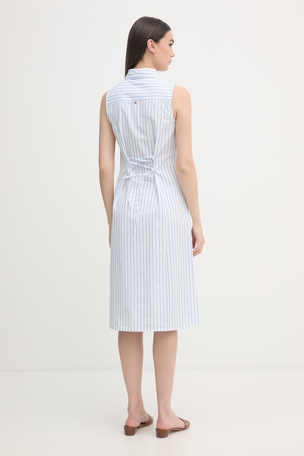 Платье хлопковая U.S. Polo Assn. SLEEVELESS TIE-BACK MIDI цвет голубой фото 2