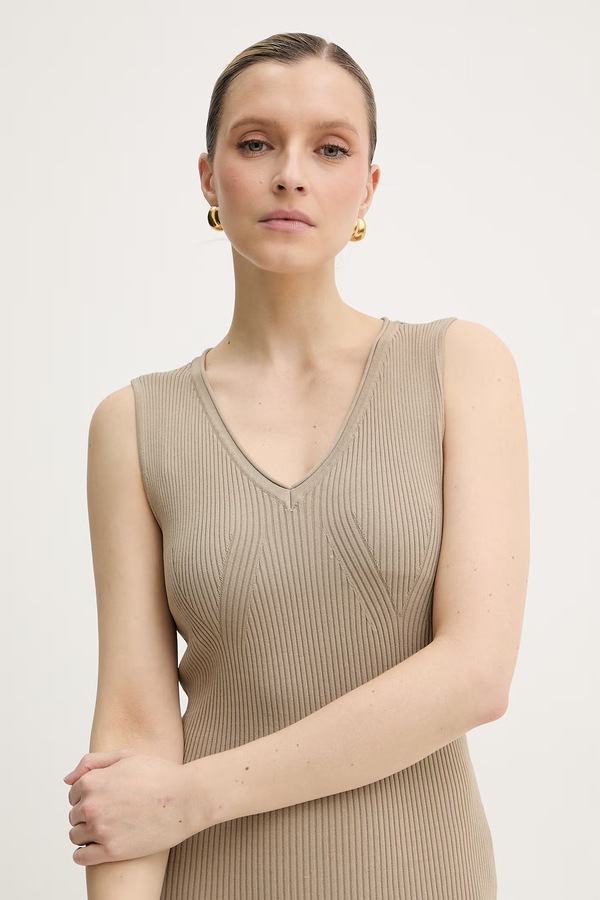 Сукня bodycon віскозна Armani Exchange колір бежевий фото 4