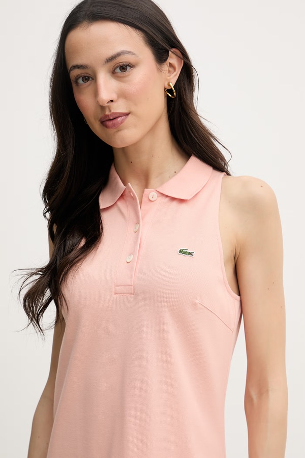 Літня сукня бавовняна з еластаном Lacoste колір рожевий фото 4