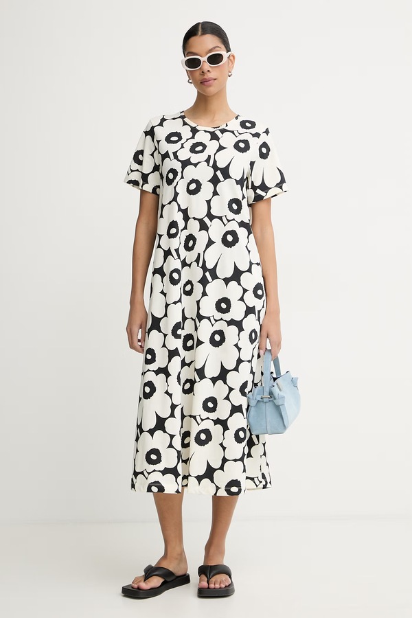 Сукня бавовняна Marimekko колір бежевий