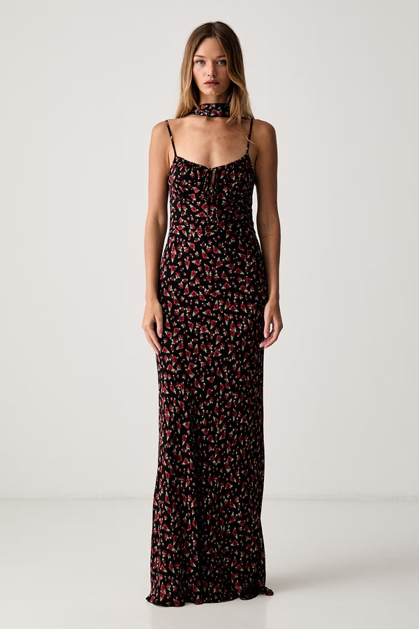 Платье вискозная Le Privé ROSELINE CHIFFON FLEUR цвет черный