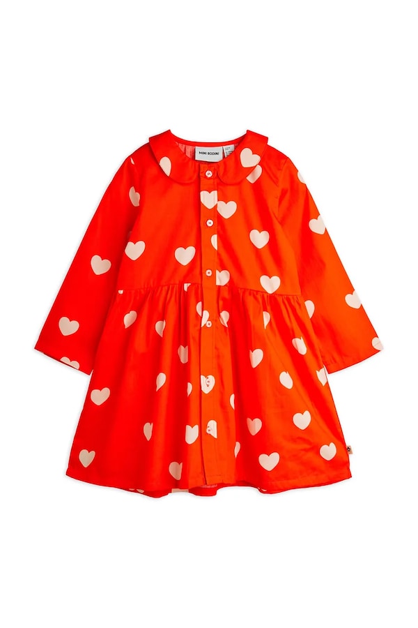Детская хлопковая платье Mini Rodini Hearts цвет оранжевый