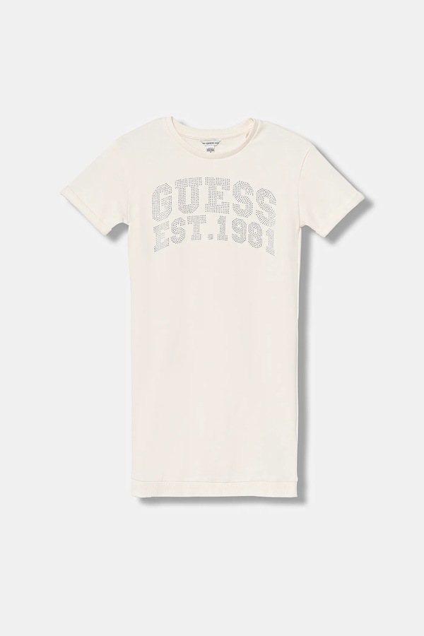 Дитяча бавовняна сукня Guess колір бежевий