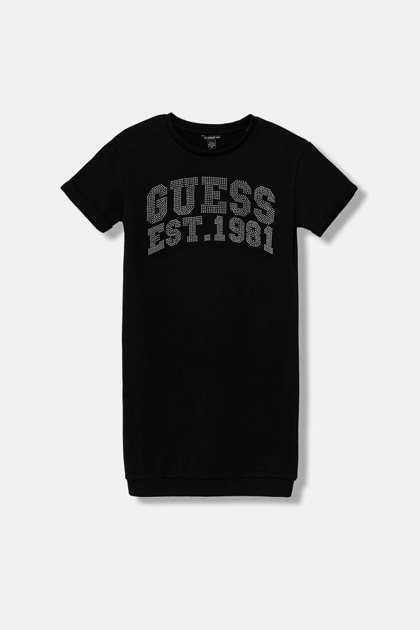 Дитяча бавовняна сукня Guess колір чорний