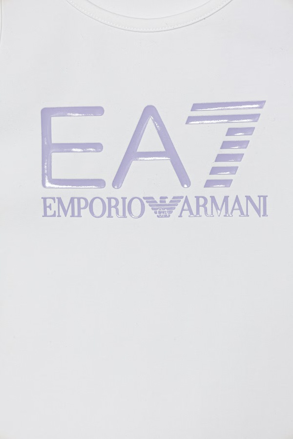 Сукня бавовняна з еластаном EA7 Emporio Armani колір білий фото 2