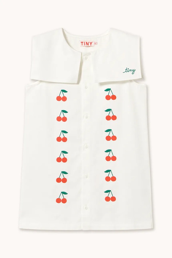 Дитяча бавовняна сукня Tinycottons MINI CHERRIES TWILL DRESS колір білий