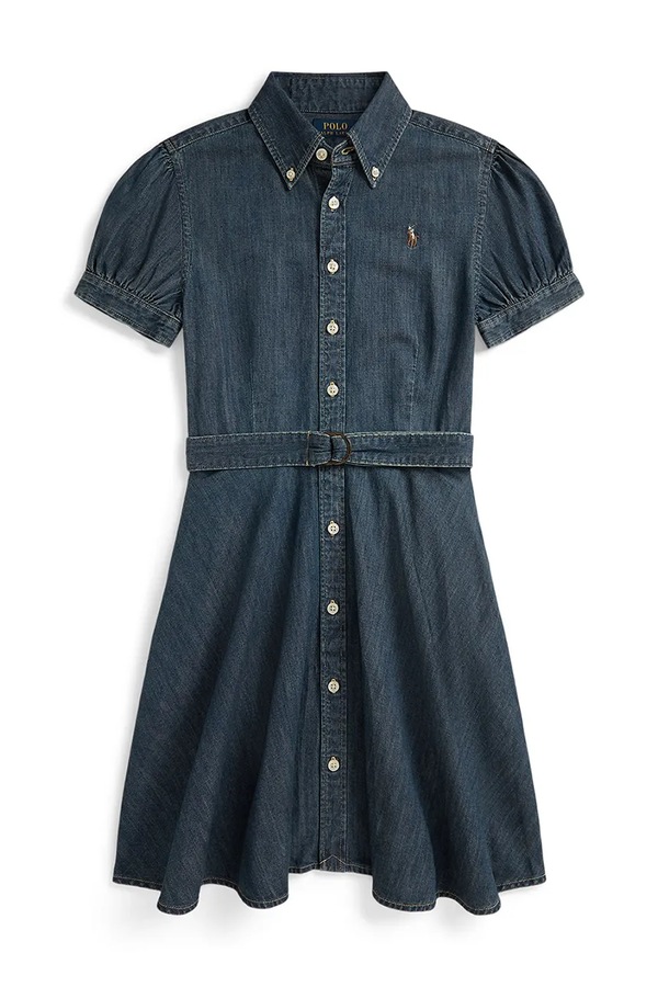 Дитяча бавовняна сукня Polo Ralph Lauren колір синій фото 2
