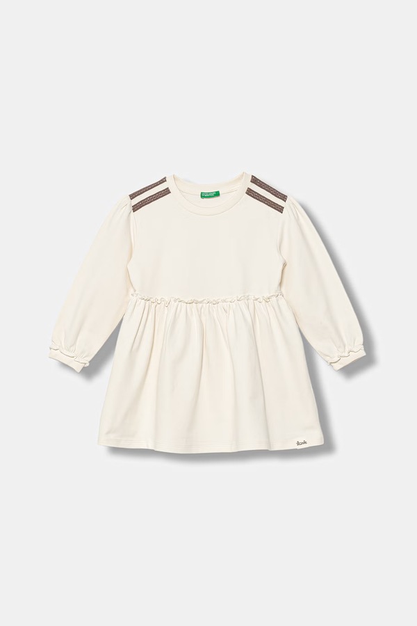 Розкльошена сукня бавовняна United Colors of Benetton колір бежевий