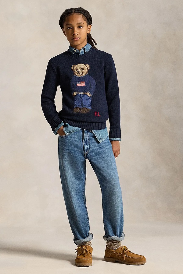 Дитячий бавовняний светр Polo Ralph Lauren колір синій фото 3
