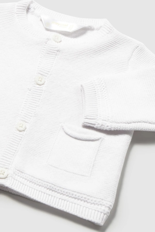 Дитячий бавовняний кардиган Mayoral Newborn колір білий фото 3