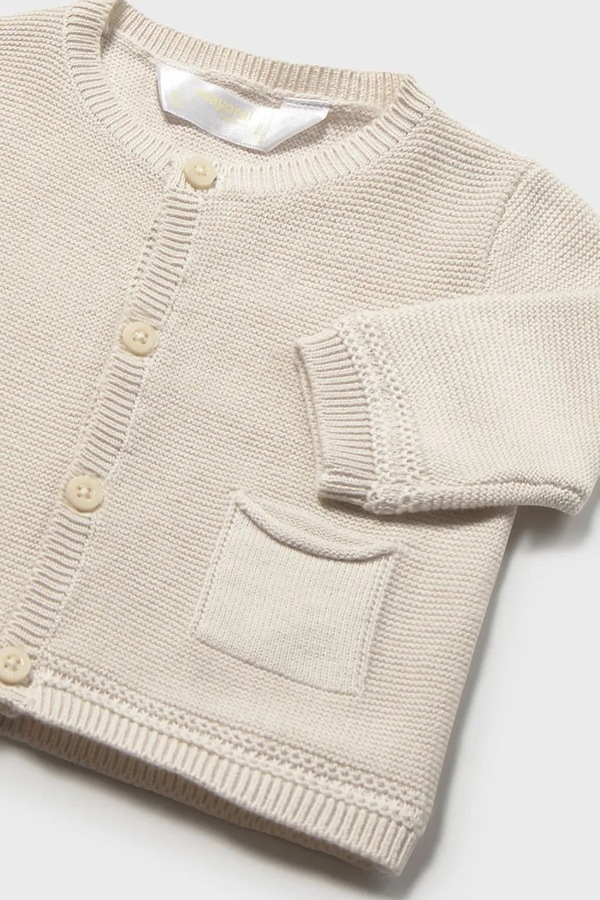 Дитячий бавовняний кардиган Mayoral Newborn колір бежевий фото 2