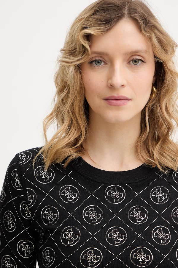 Светр з домішкою вовни Guess 4G колір чорний фото 4