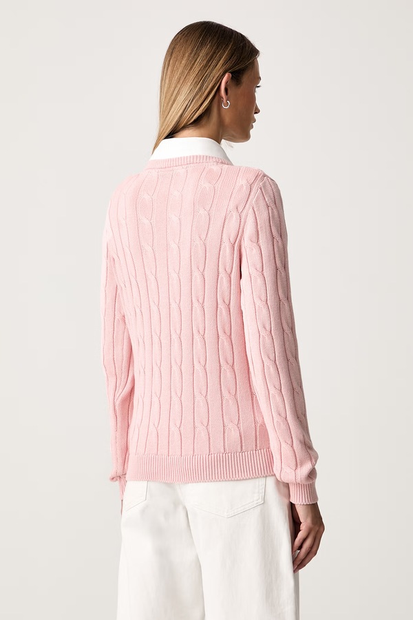 Светр жіночий бавовняний U.S. Polo Assn. V-NECK CABLE колір рожевий фото 3