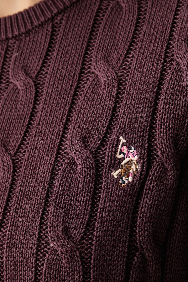 Светр жіночий бавовняний U.S. Polo Assn. CREW NECK CABLE колір блакитний фото 4
