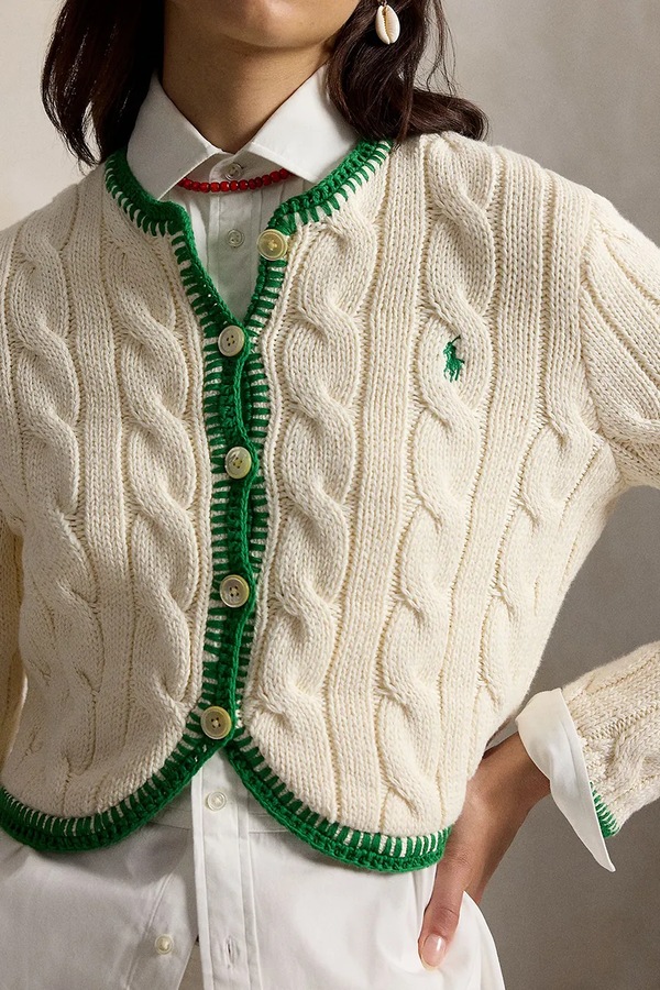 Кардиган жіночий бавовняний Polo Ralph Lauren колір бежевий фото 4