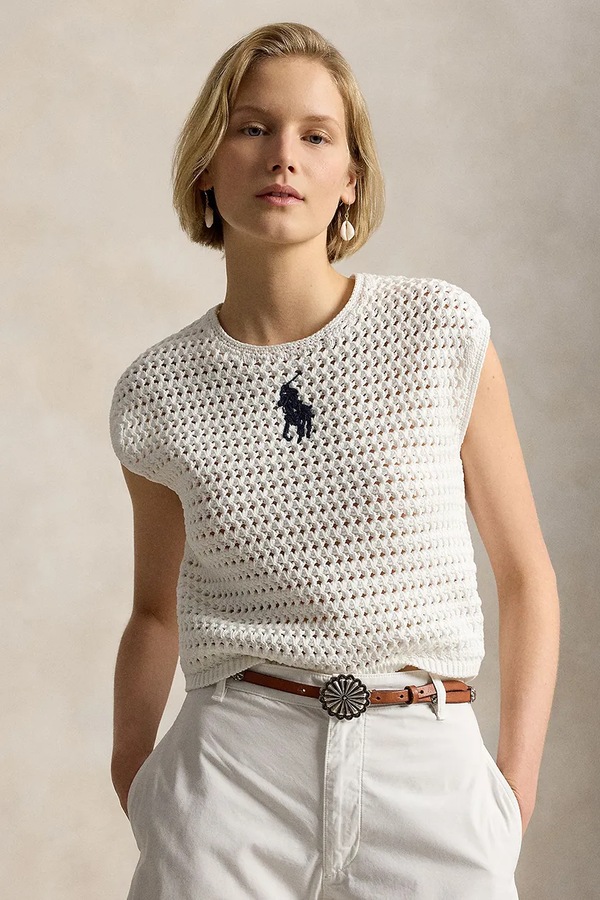Свитер женский хлопковый Polo Ralph Lauren цвет белый