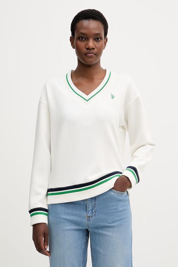 Кофта жіноча з віскозою U.S. Polo Assn. V Neck колір бежевий