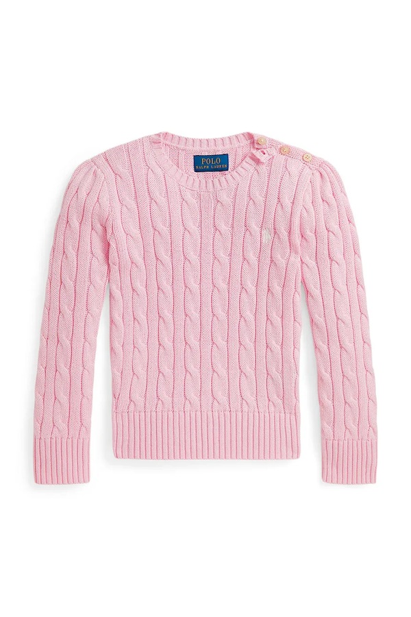 Дитячий бавовняний светр Polo Ralph Lauren колір рожевий