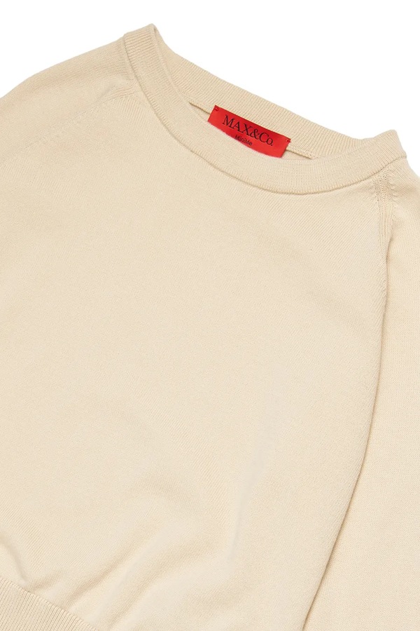 Детский хлопковый свитер Max&Co. MAXK24F KNITWEAR цвет бежевый фото 2