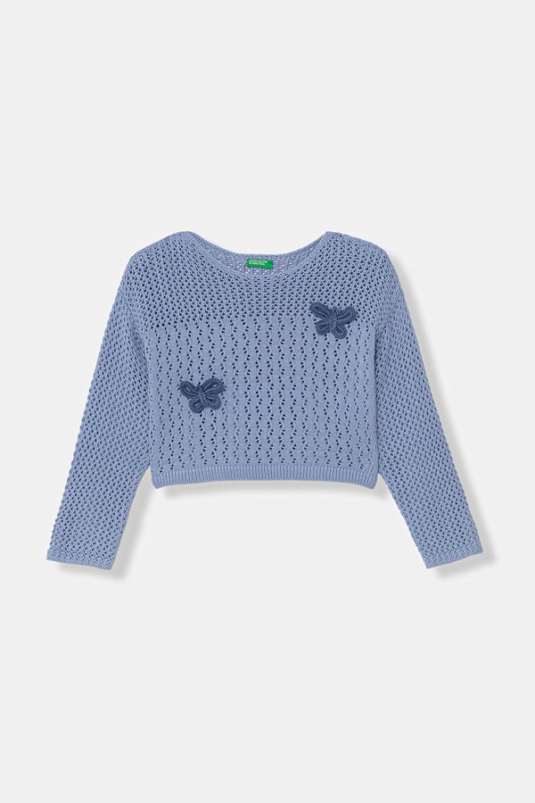 Светр дитячий бавовняний United Colors of Benetton колір блакитний