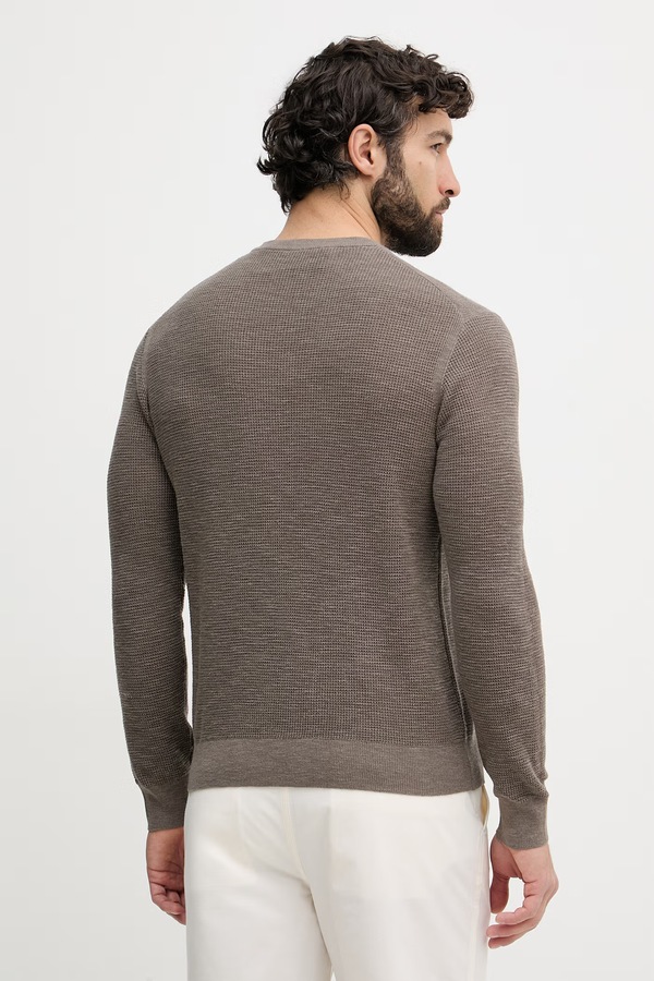 Свитер мужской из добавлением льна United Colors of Benetton цвет коричневый фото 2