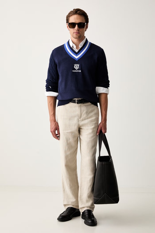 Светр чоловічий бавовняний Polo Ralph Lauren Wimbledon колір темно-синій