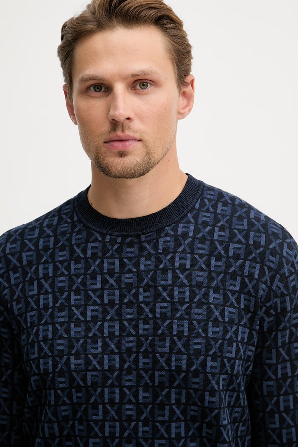 Светр чоловічий бавовняний Armani Exchange колір темно-синій фото 4