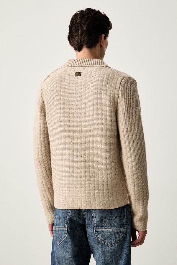 Светр чоловічий з додаванням вовни G-Star Polo collar half zip колір бежевий фото 2
