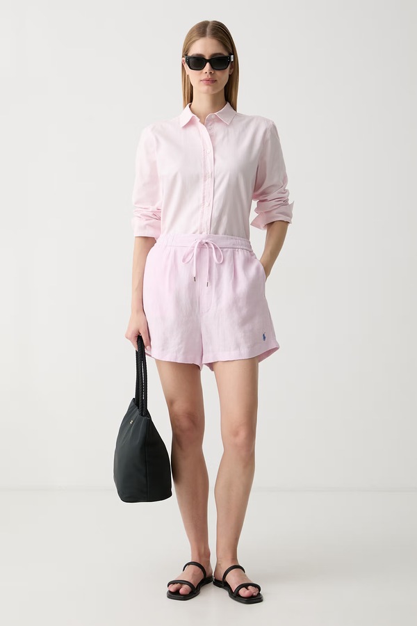 Шорти жіночі лляні Polo Ralph Lauren LINEN-WVN-SHORTS колір рожевий