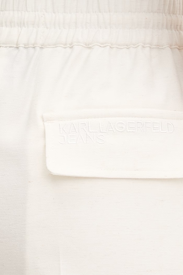 Шорти з домішкою льону Karl Lagerfeld Jeans колір бежевий фото 4