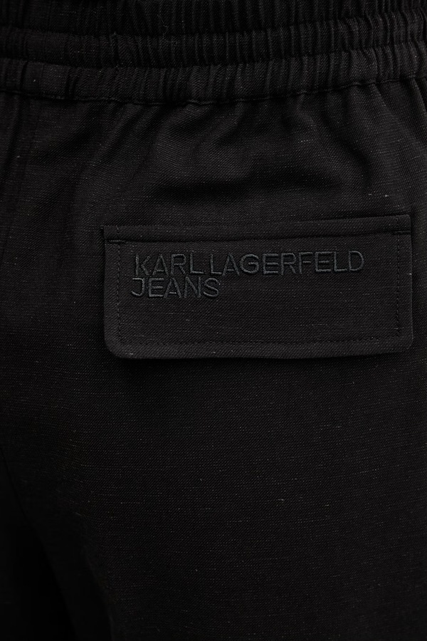 Шорти з домішкою льону Karl Lagerfeld Jeans колір чорний фото 4