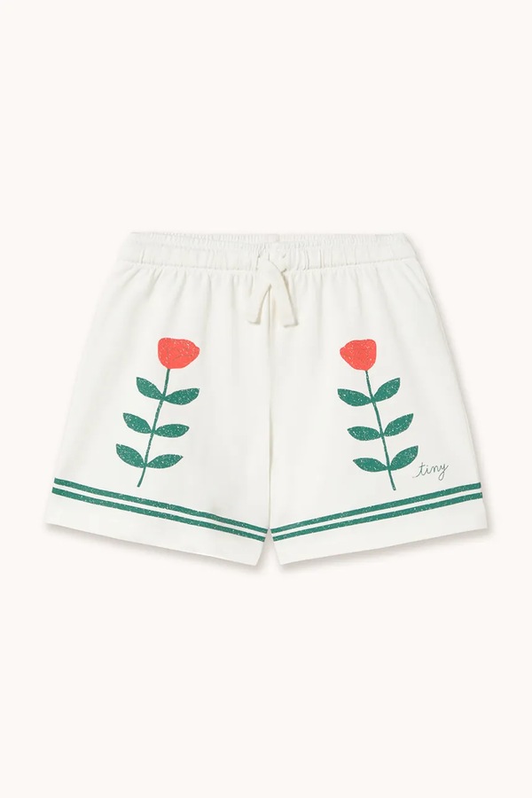 Детские хлопковые шорты Tinycottons RED ROSES GRAPHIC SHORTS цвет белый