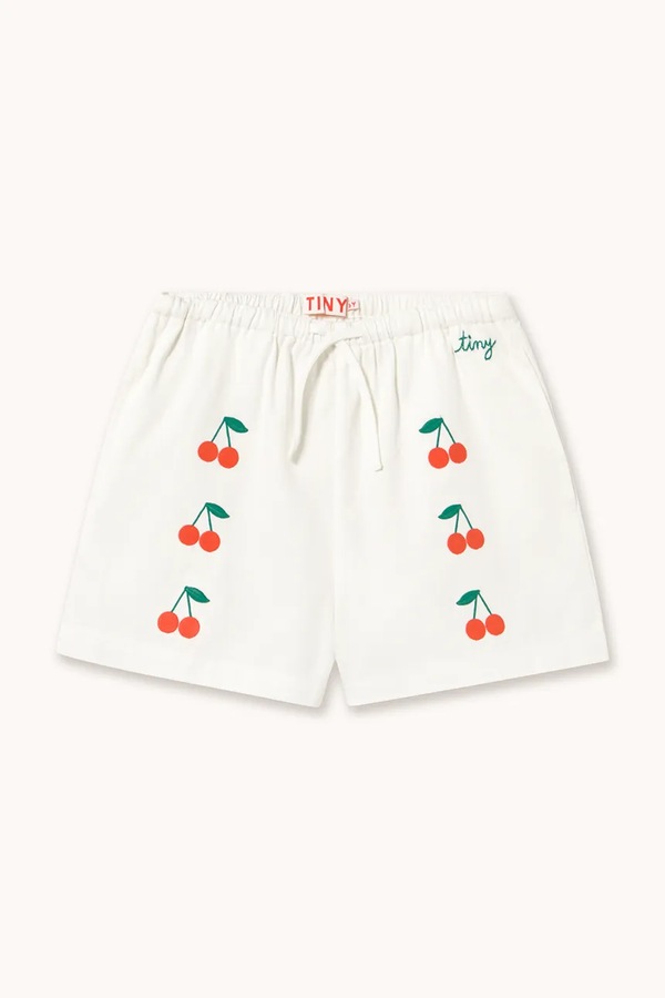 Дитячі бавовняні шорти Tinycottons MINI CHERRIES TWILL SHORTS колір білий