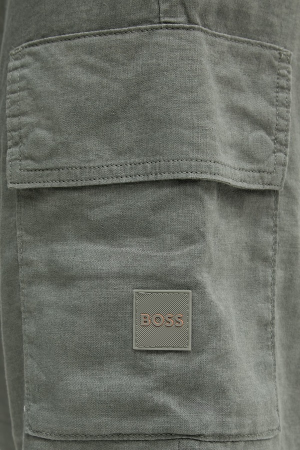 Шорти cargo чоловічі з льоном BOSS Orange колір сірий фото 4