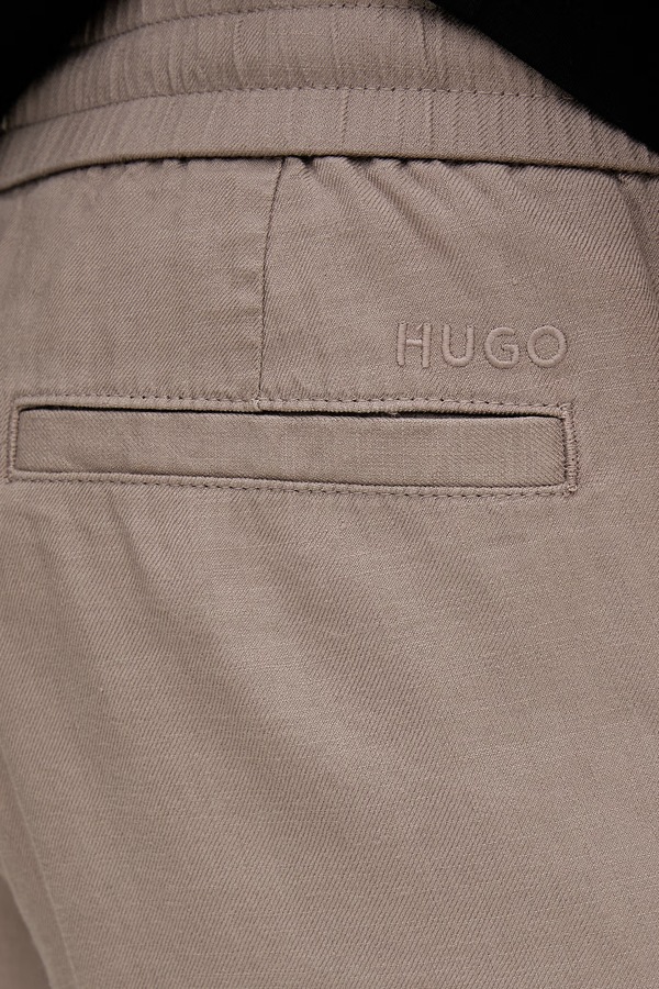 Шорти чоловічі з льоном HUGO Cino262SFW колір бежевий фото 4