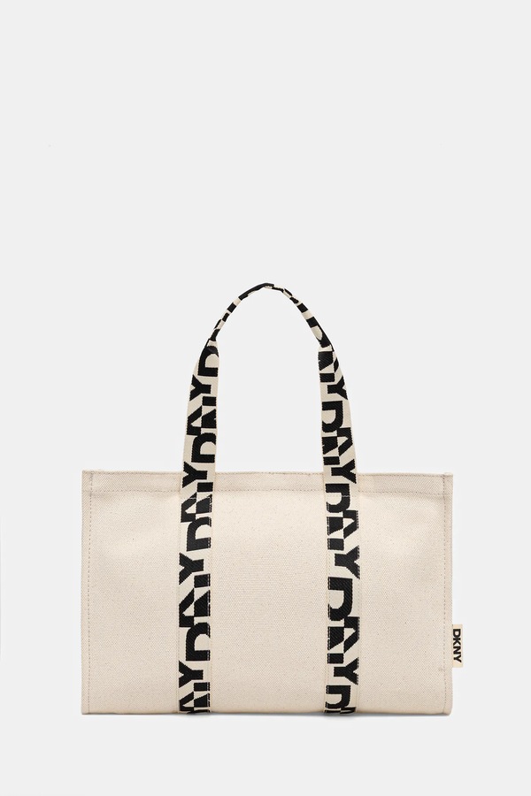 Бавовняна сумка DKNY колір бежевий