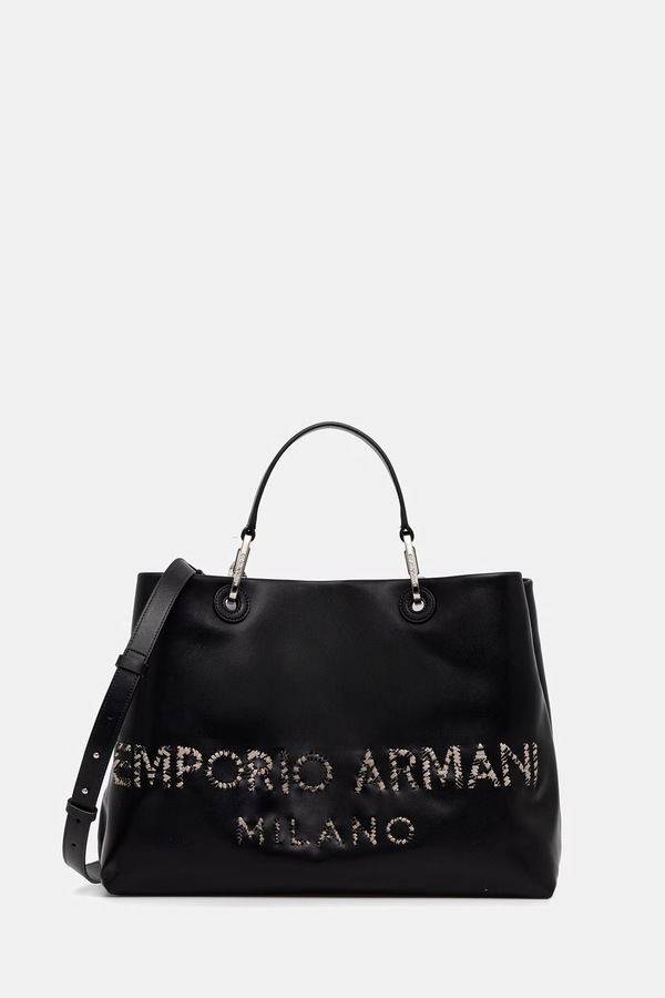 Кожаная сумочка Emporio Armani цвет черный