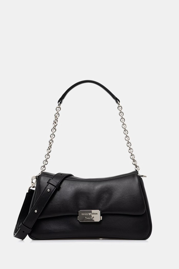 Кожаная сумочка Emporio Armani цвет черный