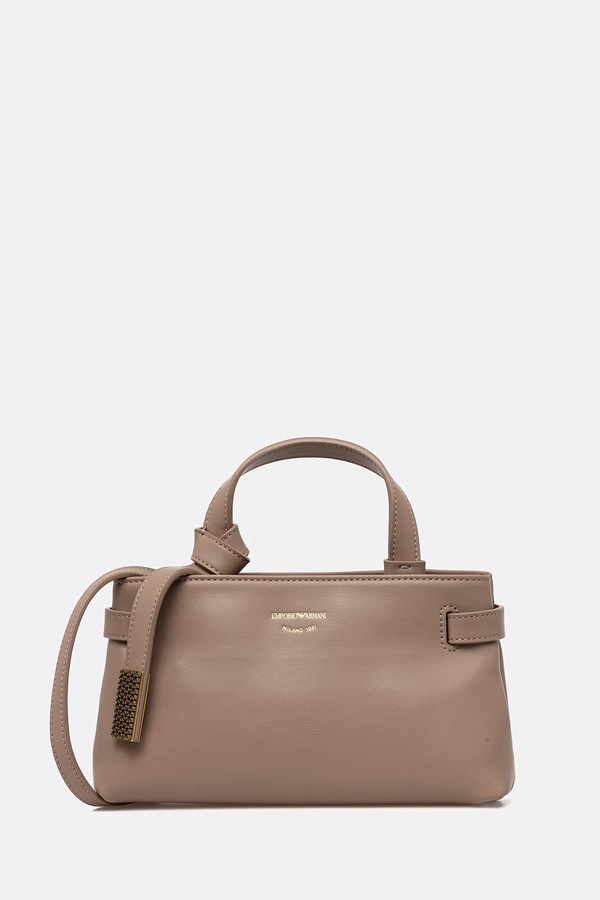 Шкіряна сумочка Emporio Armani колір бежевий