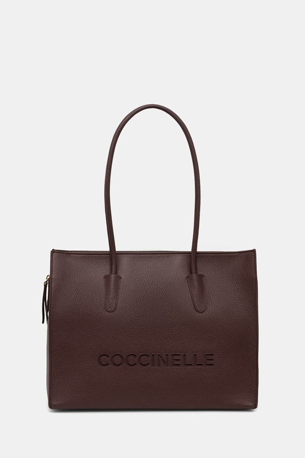 Сумка-шопер женская кожаная Coccinelle цвет красный