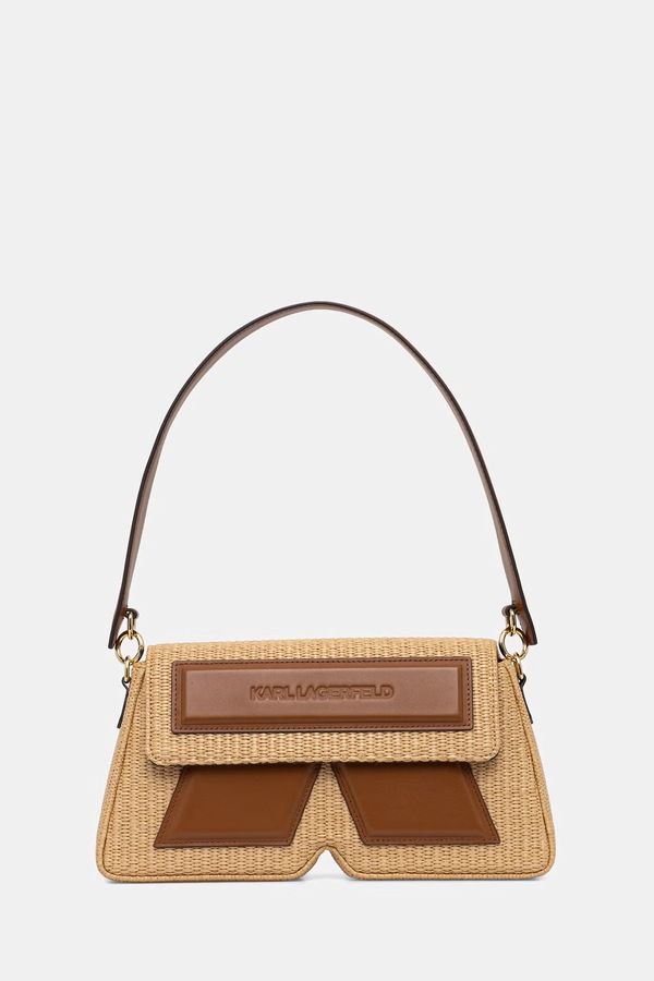 Сумка baguette женская кожаная Karl Lagerfeld IKON/K цвет бежевый