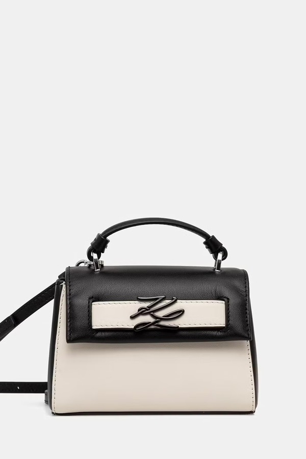 Сумка крос-боді жіноча шкіряна Karl Lagerfeld K/AUTOGRAPH колір бежевий