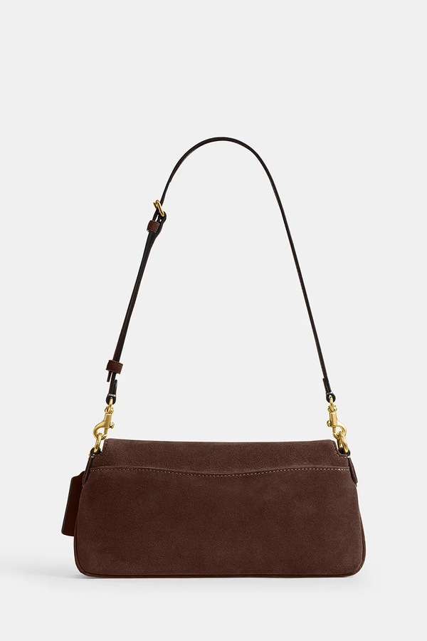 Сумка кросс-боди женская замшевая Coach Suade Jet Shoulder Bag цвет коричневый фото 2